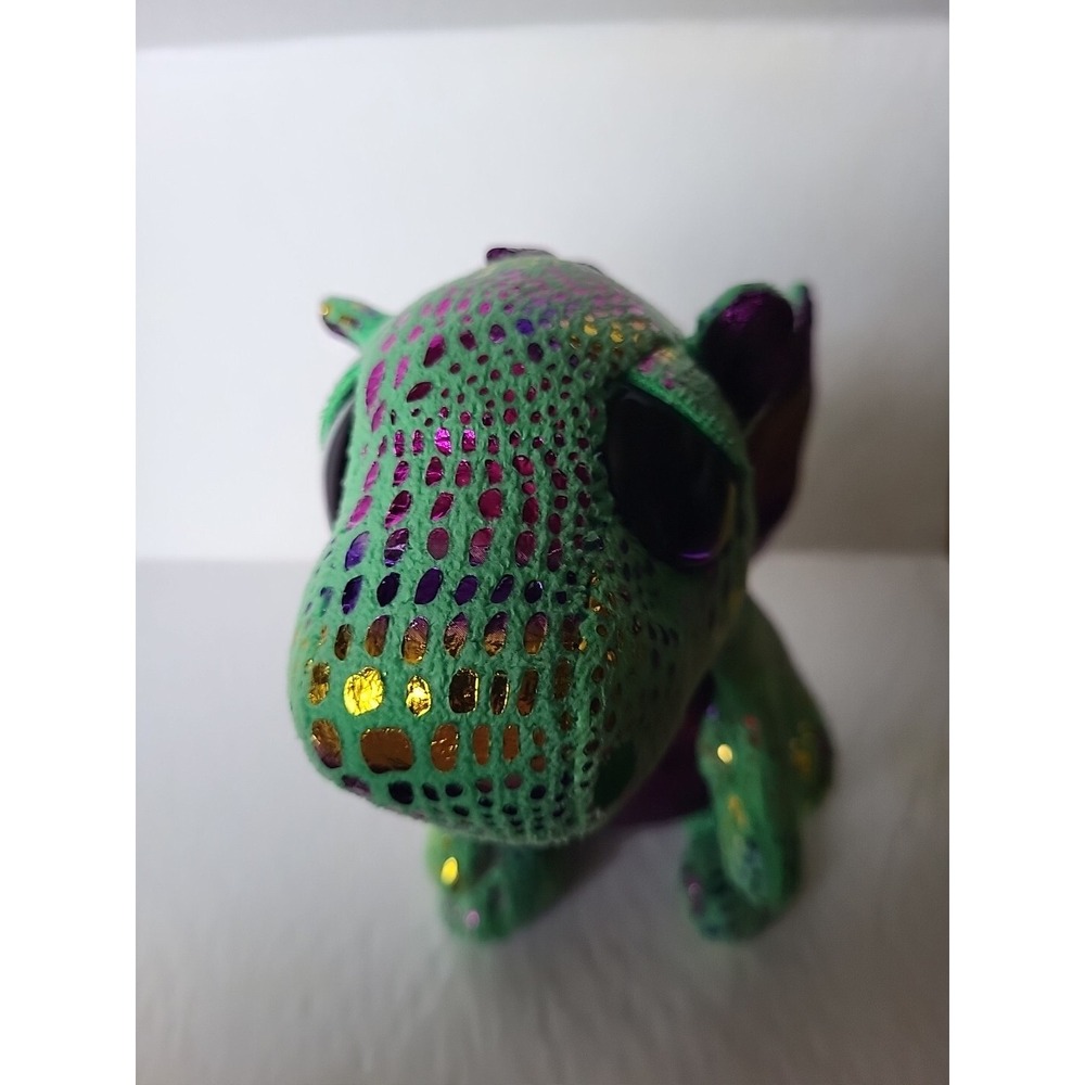 Ty Beanie Boos Cinder Green Purple Dragon Bean Bag Plush 6" Tall Toy - Picture 3 of 8